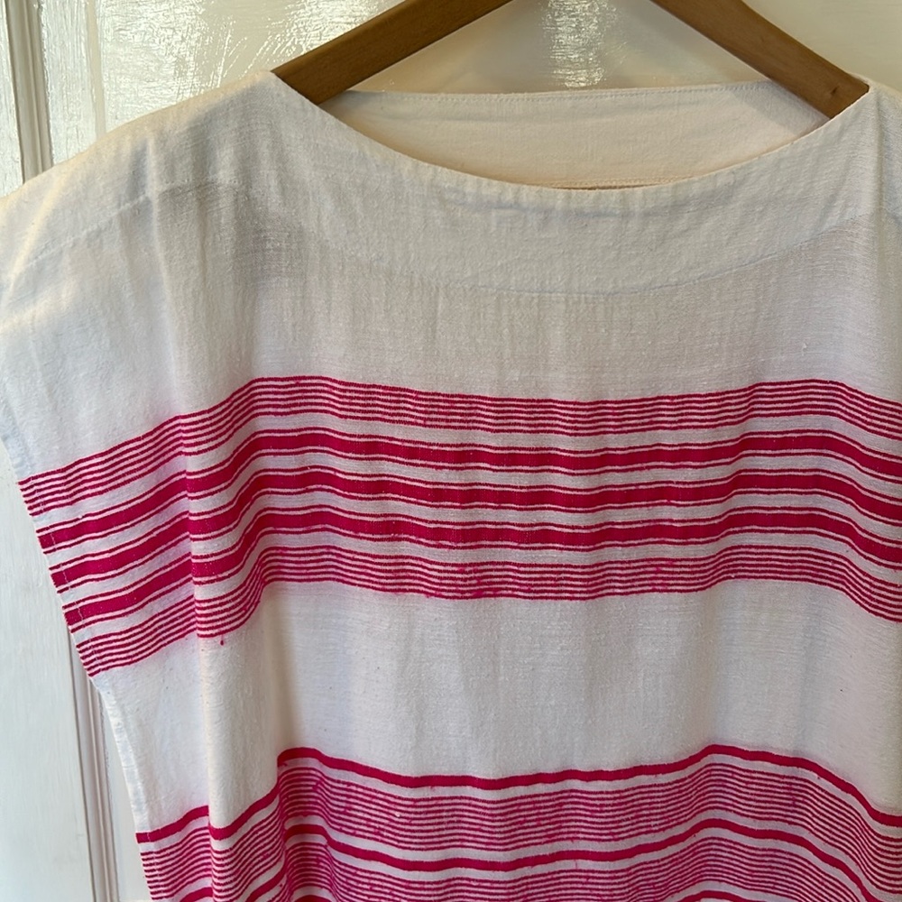 Lemlem White and Pink Striped Blouse/kaftan/tunic